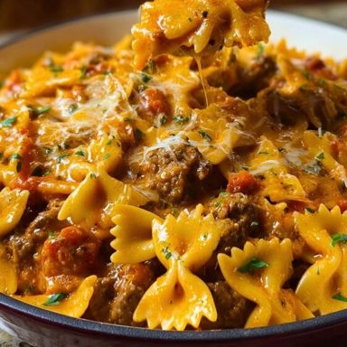 Creamy Velveeta Bowtie Pasta with Italian Beef Marinara