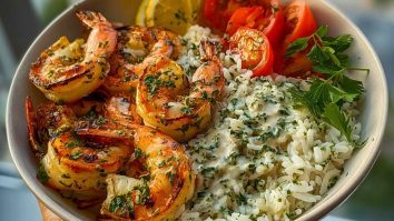 Garlic Butter Shrimp Bowl Recipe with Creamy Herb Rice