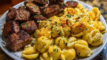 Garlic Butter Steak Bites & Loaded Cheddar Alfredo Shells