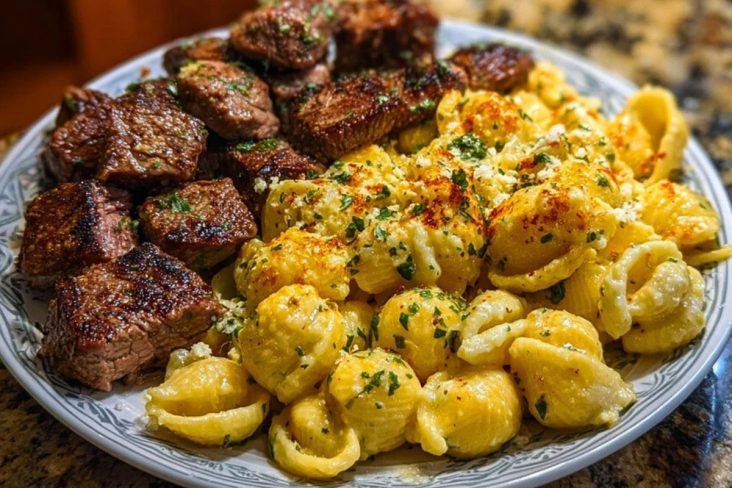 Garlic Butter Steak Bites & Loaded Cheddar Alfredo Shells