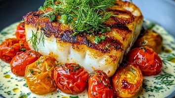 Grilled Cod with Roasted Tomatoes & Creamy Dill Sauce 1