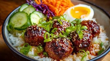 Korean BBQ Meatball Rice Bowls