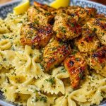 Lemon Garlic Chicken with Creamy Bowtie Pasta