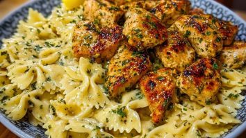 Lemon Garlic Chicken with Creamy Bowtie Pasta