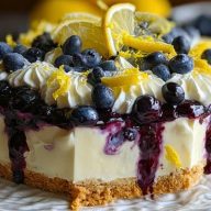 No-Bake Lemon dazzling Blueberry cream Cake