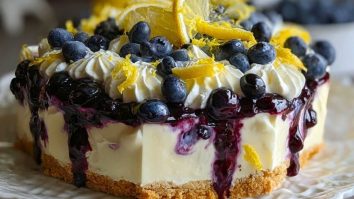 No-Bake Lemon dazzling Blueberry cream Cake