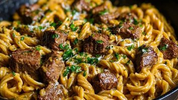 One-Pot Creamy Spicy Garlic Butter Steak & Pasta