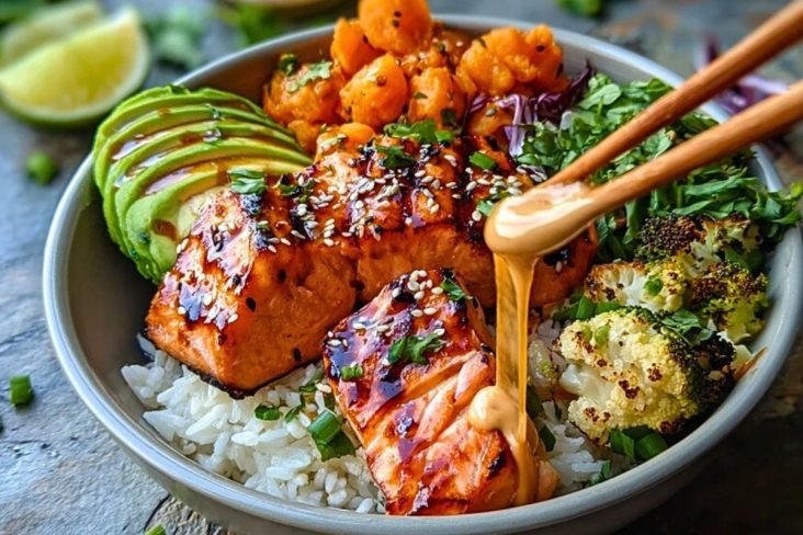 Sriracha Honey Salmon Bowls