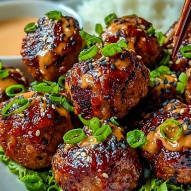 Sticky Korean BBQ Meatballs with Gochujang Glaze