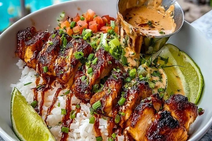 Sweet Chili Chicken Bowl with Coconut Lime Drizzle