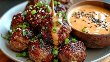 The Best Korean BBQ Meatballs with Spicy Mayo Dip