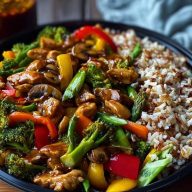 Ultimate Teriyaki Chicken Stir-Fry Recipe with Rainbow Veggies & Wild Rice