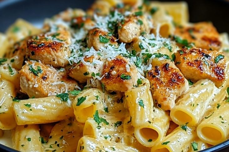 Creamy Garlic Butter Chicken Rigatoni Recipe