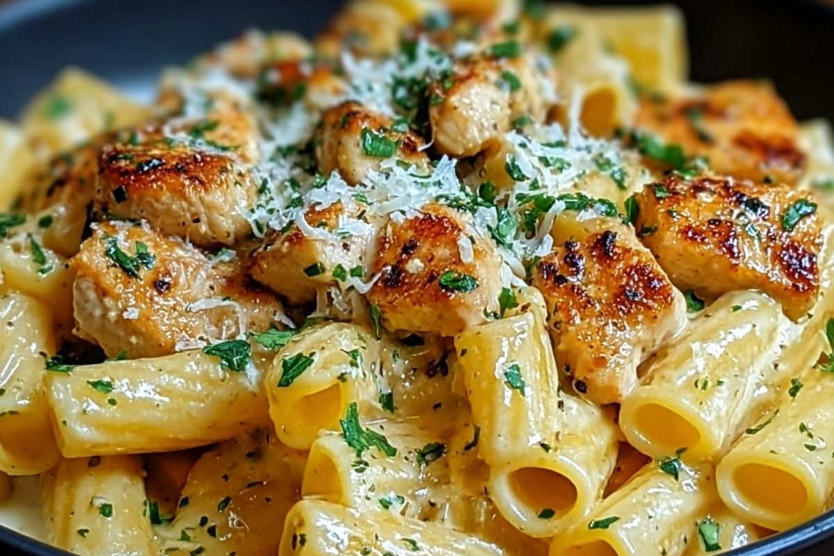 Creamy Garlic Butter Chicken Rigatoni Recipe