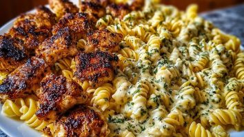 Creamy Parmesan Rotini with Cajun Garlic Butter Chicken