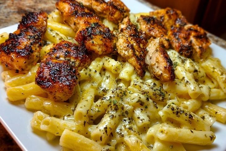 Creamy Velveeta Chicken Penne in Garlic Butter Parmesan Sauce