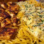 Creamy Velveeta Chicken Spaghetti with Mozzarella Garlic Cheese Sauce