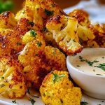 Crispy Baked Cauliflower Bites with Garlic Sauce