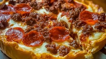 Deep Hamburger Sausage & Pepperoni Pie