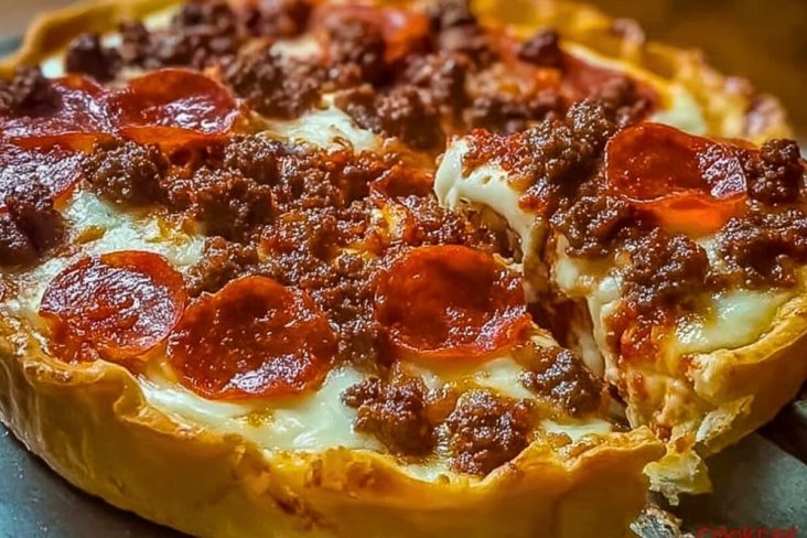 Deep Hamburger Sausage & Pepperoni Pie