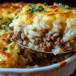 French Onion Ground Beef and Rice Casserole