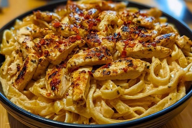 One-Pot Spicy Chicken Linguine in Creamy Sauce