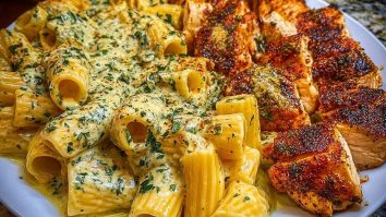 Rigatoni in Cheesy Italian Herb Alfredo with Cajun Chicken