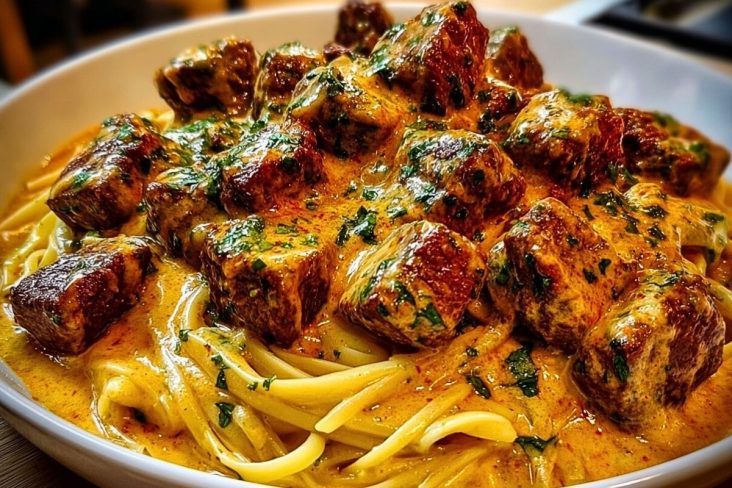 Savory Beef Linguine with Velvety Garlic Butter Sauce