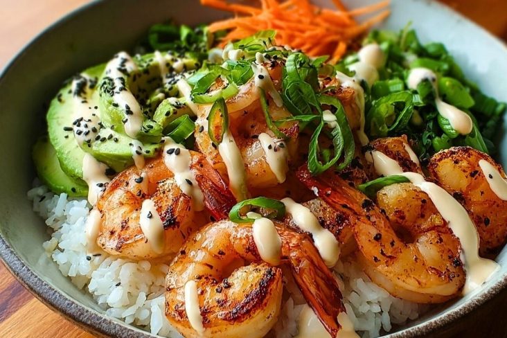 Shrimp Rice Bowl with Creamy Mayo Sauce