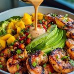 Shrimp and Avocado Bowls with Mango Salsa & Lime-Chili Sauce