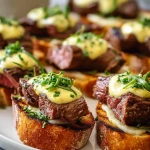 Grilled Beef Tenderloin Crostini with Béarnaise Sauce