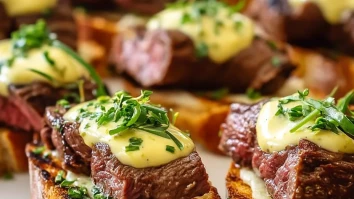 Grilled Beef Tenderloin Crostini with Béarnaise Sauce