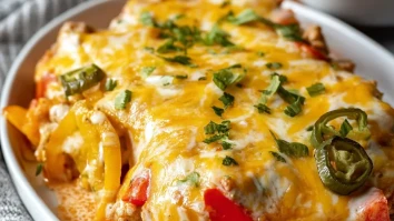 Queso Smothered Fajita Casserole