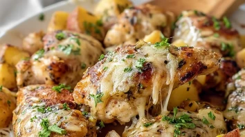 Garlic Parmesan Chicken and Potatoes Skillet