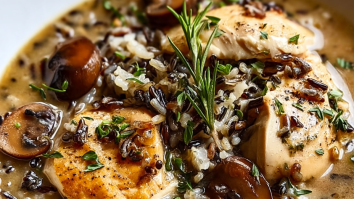Wild Rice Chicken Soup with Roasted Mushrooms