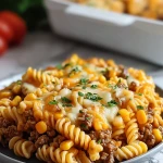 Cheesy Beef and Sweet Corn Rotini Bake