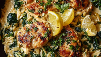 Creamy Lemon Chicken with Orzo & Greens