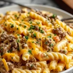 Easy Loaded Cheeseburger Alfredo Pasta