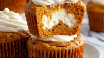 Keto Pumpkin Muffins with Cream Cheese Core
