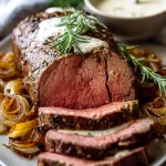 Roasted Beef Tenderloin with French Onions and Horseradish Sauce