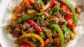 Beef and Pepper Rice Bowls