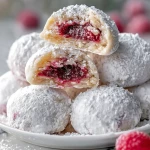 Raspberry Filled Almond Snowball Cookies