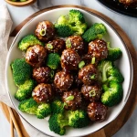 Sticky Mongolian Meatballs and Broccoli